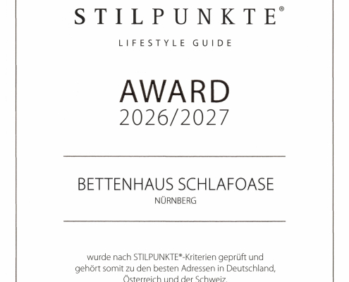stilpunkt-award-gold-bettenhaus-schlafoase-nuernberg Team-Qualifiziert-Regional-Zertifiziert-Engagiert | Bettenhaus Schlafoase