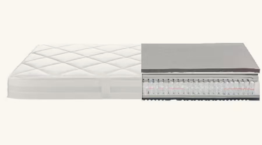Royal Dream 550-T FRESH im Schnitt: Tonnentaschenfederkern mit Latex-Graphit-Topper unter dem gesteppten Bezug