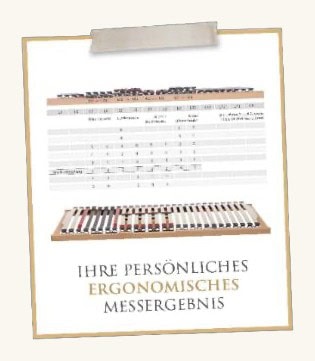 ROYAL DREAM Anpass-System: persönliches ergonomisches Messergebnis mit den Einstellwerten der Unterfederung RD 600 R