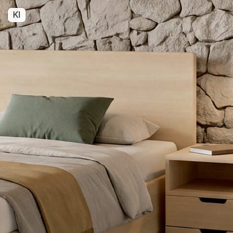 Kirchner Betten das "für immer" Funktionsbett 3 Kopfteil des KIRCHNER Bergen mit umlaufend gerundeten Kanten in Eiche bianco massiv (Bild KI-unterstützt, Produkt real)