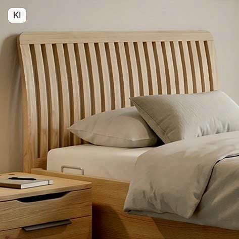 Kirchner Betten das "für immer" Funktionsbett 4 Gebogenes Sprossenkopfteil des KIRCHNER Ravello in Eiche natur massiv (Bild KI-unterstützt, Produkt real)