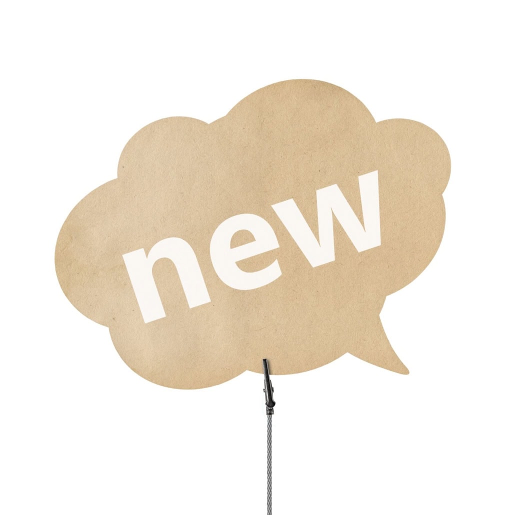 Sprechblase mit dem Wort new